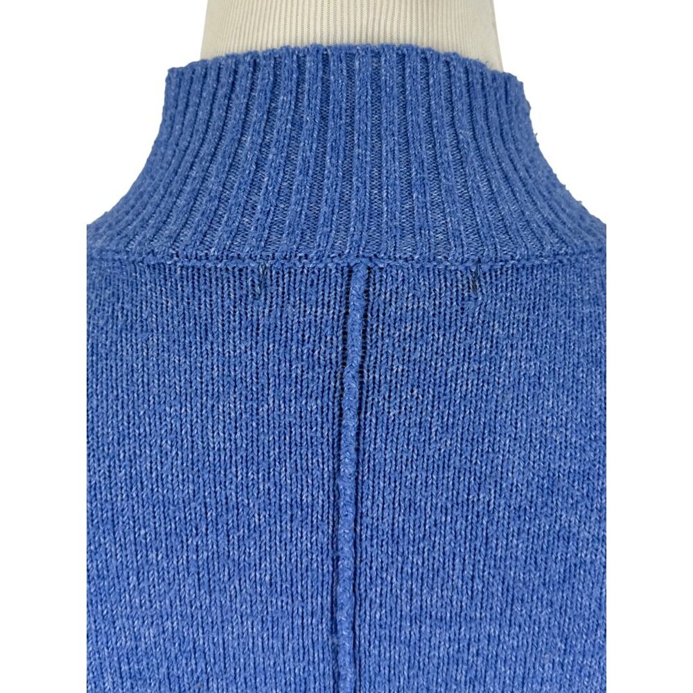 Tahari Blue Mock Neck Ribbed Sweater | Coastal Grandmother Quiet Luxury Preppy S - Picture 14 of 16